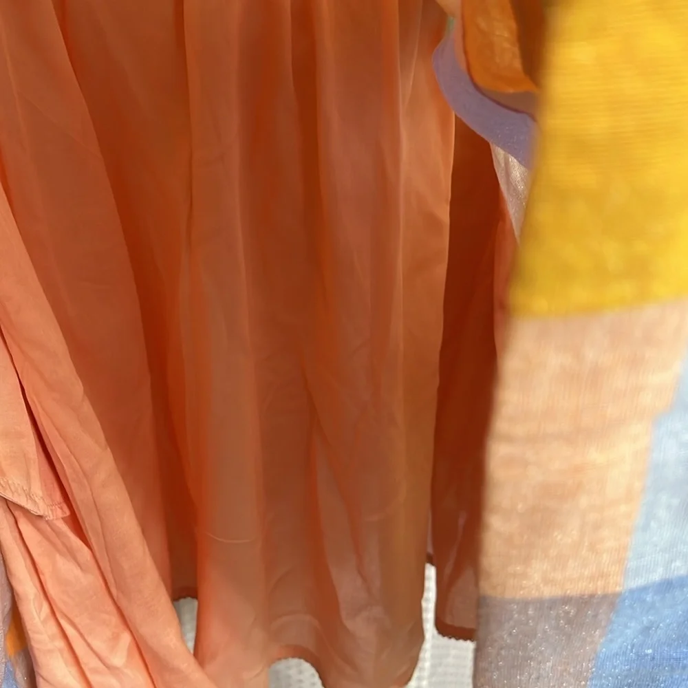 Anthropologie Pastel Stripe Mini Dress in Peach, Yellow & Blue - Picture 9 of 13